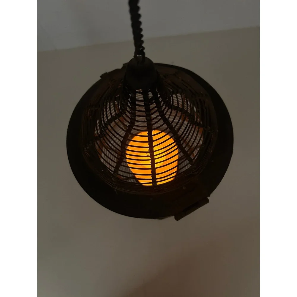 Rustic Metal Wire Hanging Lantern Cage Dark Bronze Boho Farmhouse Decor cealing